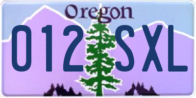 OR license plate 012SXL