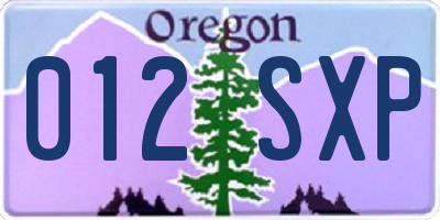 OR license plate 012SXP