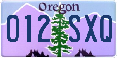 OR license plate 012SXQ