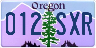 OR license plate 012SXR