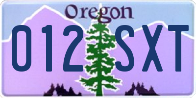 OR license plate 012SXT