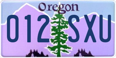 OR license plate 012SXU