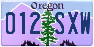 OR license plate 012SXW