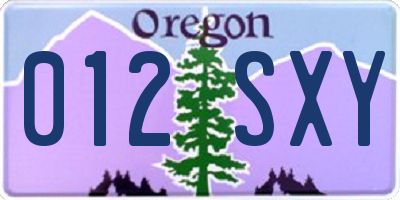 OR license plate 012SXY