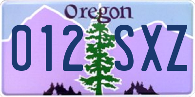 OR license plate 012SXZ