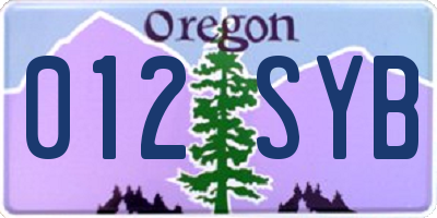 OR license plate 012SYB