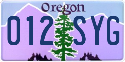 OR license plate 012SYG
