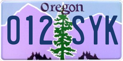 OR license plate 012SYK