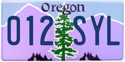 OR license plate 012SYL