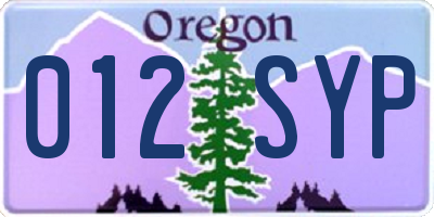OR license plate 012SYP