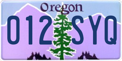 OR license plate 012SYQ