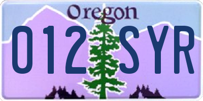 OR license plate 012SYR