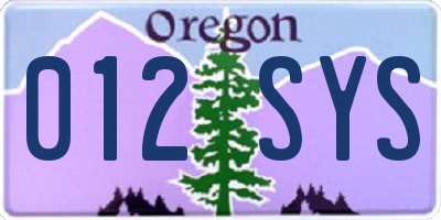 OR license plate 012SYS