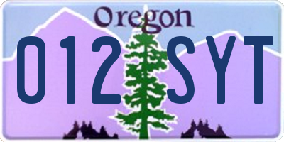 OR license plate 012SYT