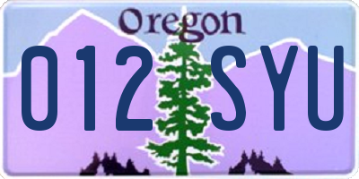 OR license plate 012SYU