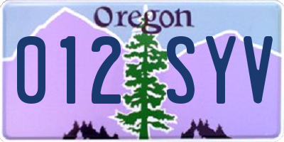 OR license plate 012SYV