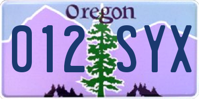 OR license plate 012SYX