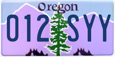 OR license plate 012SYY