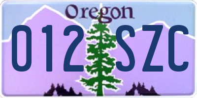 OR license plate 012SZC