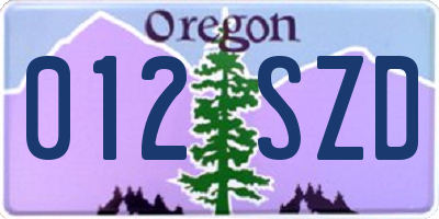 OR license plate 012SZD