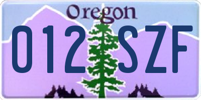 OR license plate 012SZF