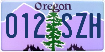 OR license plate 012SZH