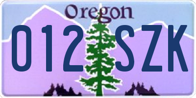 OR license plate 012SZK