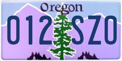 OR license plate 012SZO