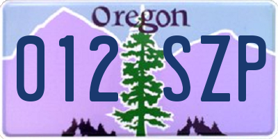 OR license plate 012SZP