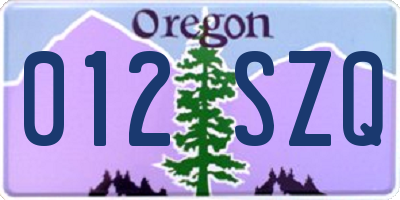 OR license plate 012SZQ