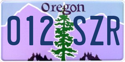 OR license plate 012SZR
