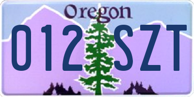 OR license plate 012SZT