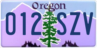 OR license plate 012SZV