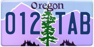 OR license plate 012TAB