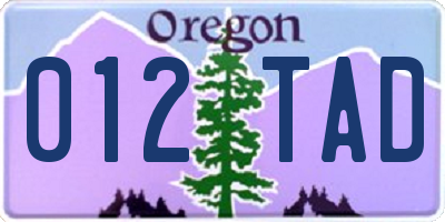 OR license plate 012TAD