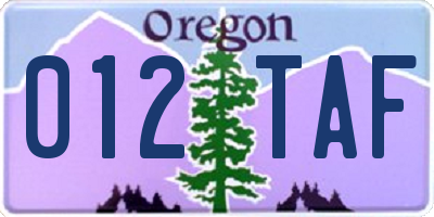OR license plate 012TAF