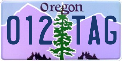 OR license plate 012TAG