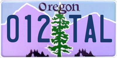 OR license plate 012TAL