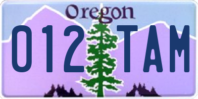 OR license plate 012TAM