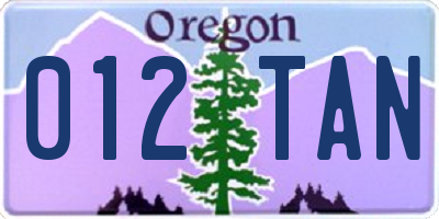 OR license plate 012TAN