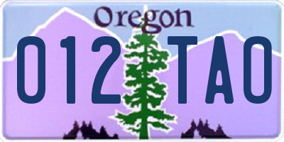 OR license plate 012TAO