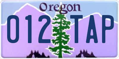 OR license plate 012TAP