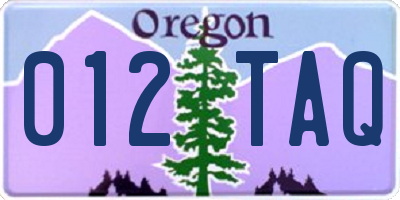 OR license plate 012TAQ