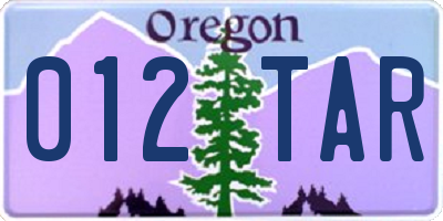 OR license plate 012TAR