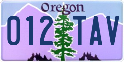 OR license plate 012TAV
