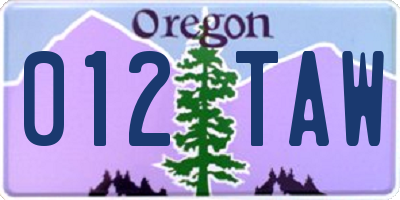 OR license plate 012TAW