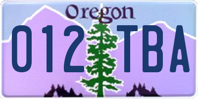 OR license plate 012TBA