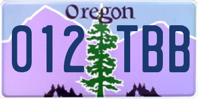 OR license plate 012TBB