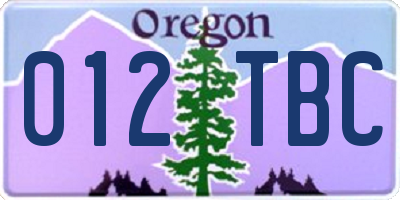 OR license plate 012TBC