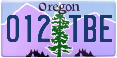 OR license plate 012TBE